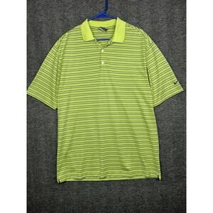Nike Golf Performance Dri Fit Striped Polo Shirt‎ Mens Large Green Striped